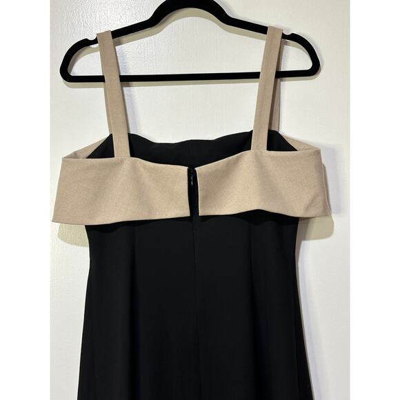 Rue Sophie Aurelia Colorblock Midi Dress Taupe Black Size Medium NWT Chic Dressy - Picture 13 of 16